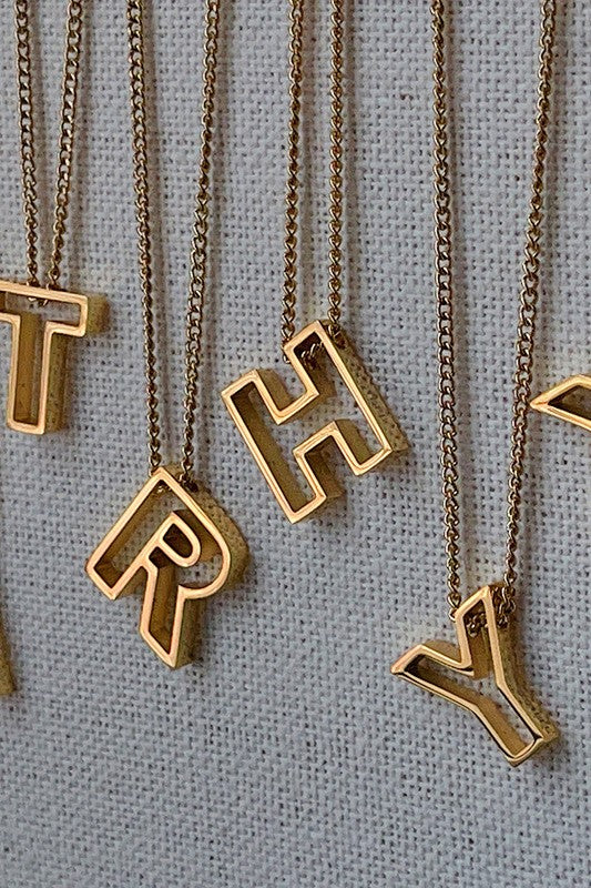 Boxy  Initial Letter Necklace