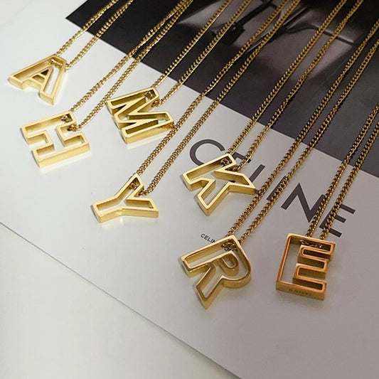 Boxy  Initial Letter Necklace