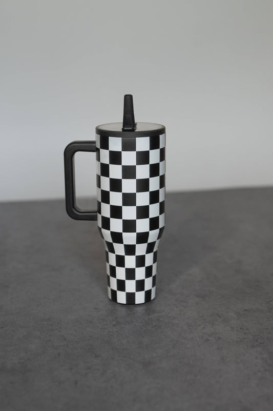 Black Checkered 40 Oz Tumbler